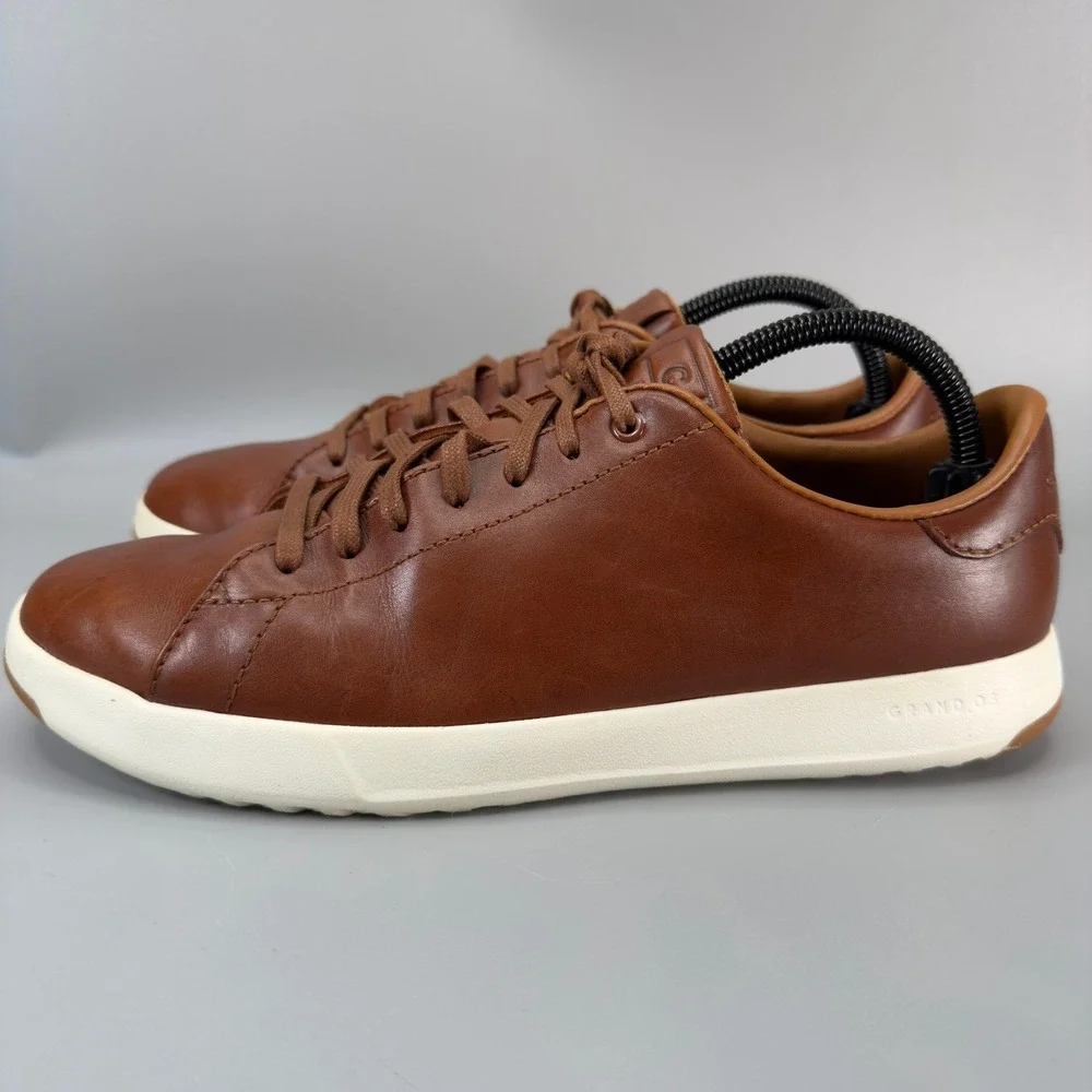 Cole Haan GrandPro Tennis Sneaker Mens 8 M Casual Dress Shoe Brown White Leather